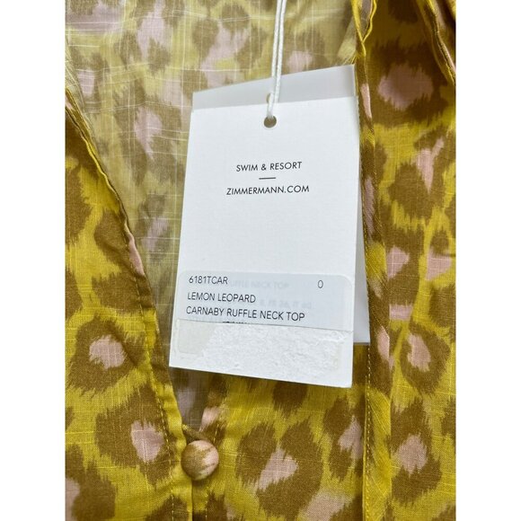 Zimmerman Carnaby Yellow Pink Ruffled Cotton Voile Top Small NWT - Picture 5 of 7